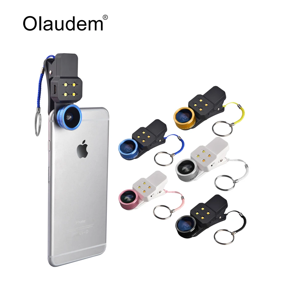 LED Filling Light Flash with Wide Angle Lens Macro Lens 198 Degree