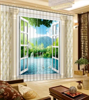 

Beautiful Photo Fashion Customized 3D Curtains Roman Column Lattice Window Scenery Bed room Living room Office Hotel Curtains