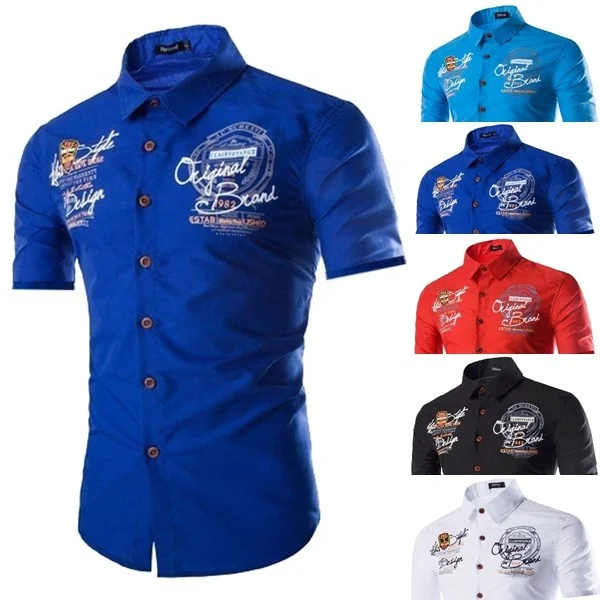 Zogaa, новинка, весна-осень, фланелевая Мужская рубашка в клетку, с коротким рукавом, британский стиль, мужская рубашка, брендовая, новая, приталенная, повседневная, с принтом - Цвет: Royal blue