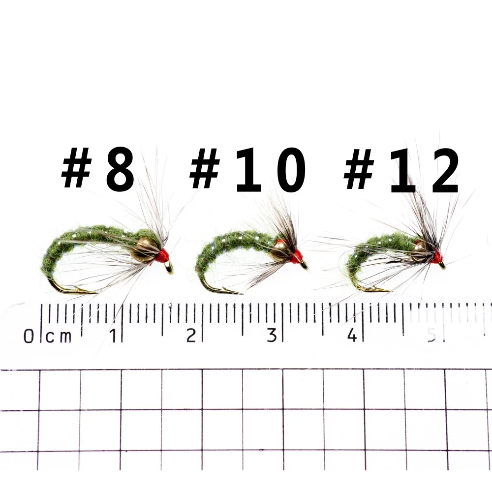 Bimoo 6 шт.#8#10#12 Радужная коричневая форель Greyling Char Caddis металлический латунный шарик голова Nymph Премиум Рыбалка Мухи черный оливковый