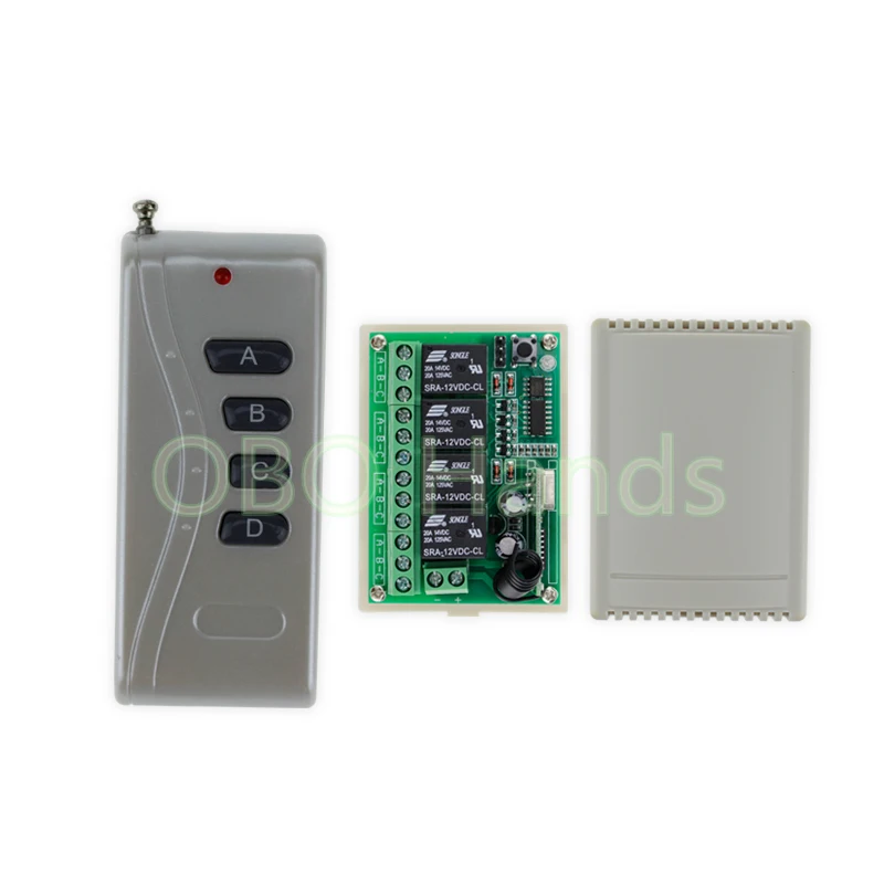 Free shipping 12VDC 100m wireless remote control 4CH with receiver