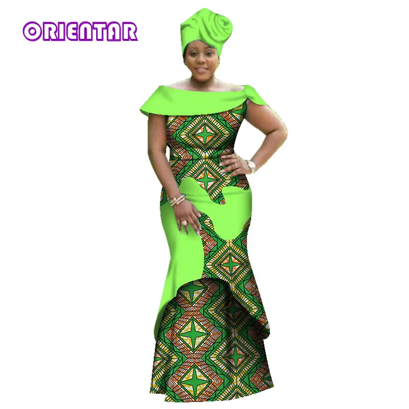 Модные африканские платья для женщин, Асимметричные Длинные вечерние платья, Африканский Базен Riche Robe Africaine Femme Dashiki WY2836