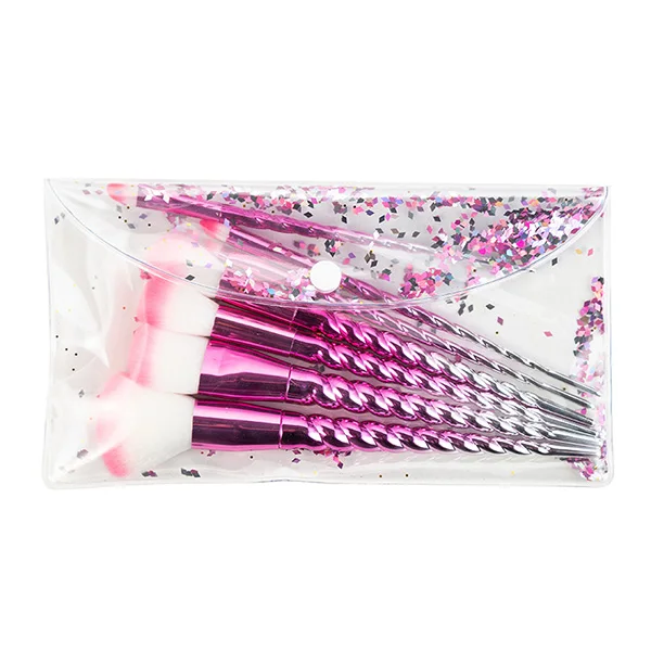 Новейший набор кистей для макияжа с розовым единорогом, 7 шт., профессиональный портативный набор кистей для нанесения основы, смешивания, косметические кисточки для пудры, maquillaje, сумка из ПВХ - Handle Color: 7pcs PVC bag