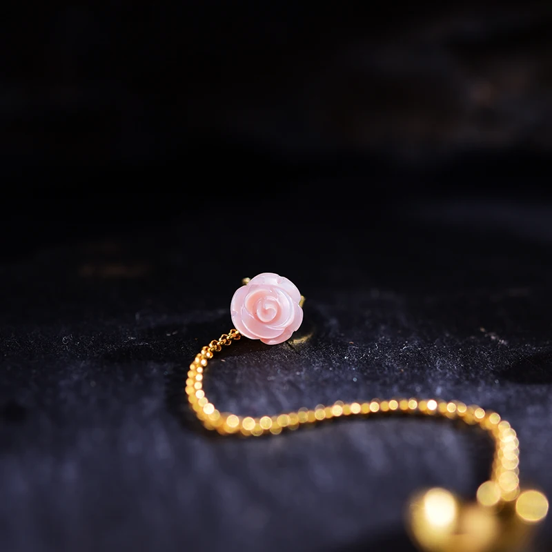 Lotus Fun Real 925 Sterling Silver Handmade Designer Fine Jewelry Sea Shell Delicate Rose Petals Uneven Drop Earrings for Women