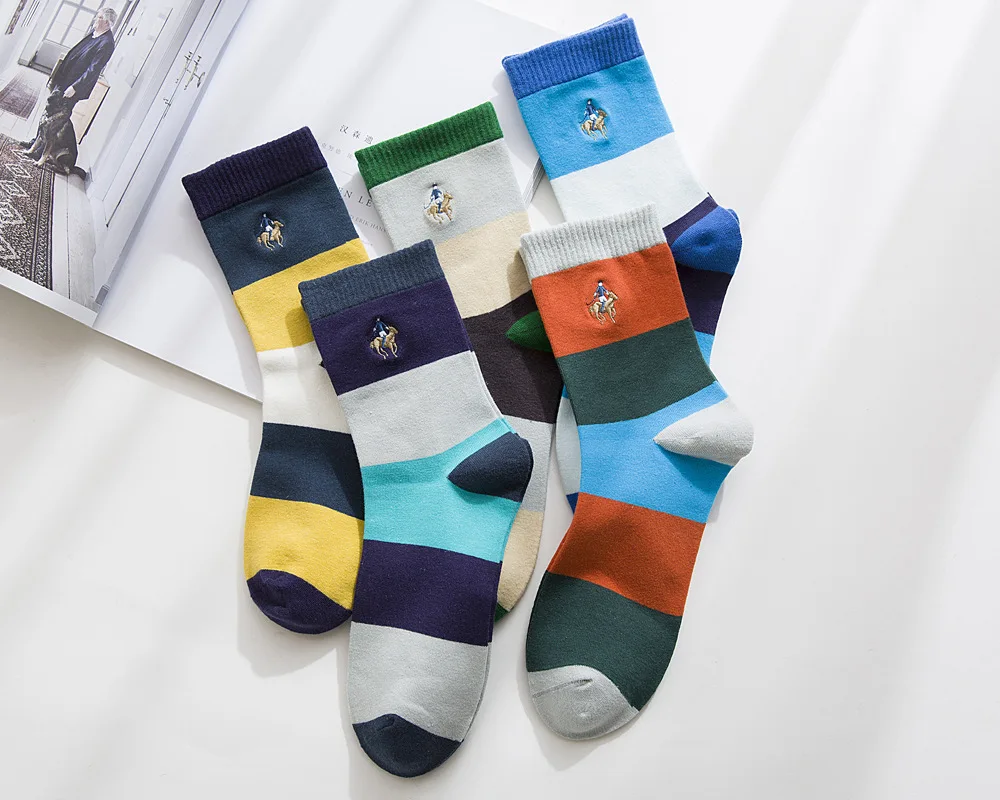 Buy 5 Pairs/lot Fashion Brand Cotton Polo Socks Male