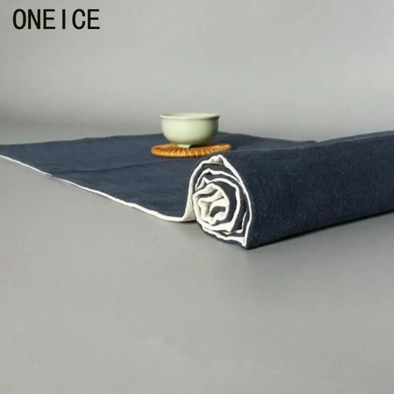 

Handmade Double Cotton Linen Pure Color Tea Table Mat Zen Italian Cloth Flag Japanese Dry Tray