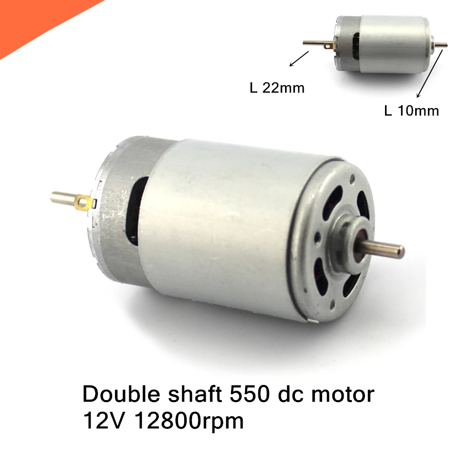 Double shaft 550 dc motor,12v 12800rpm 3.175mm shaft motor,DIY electric