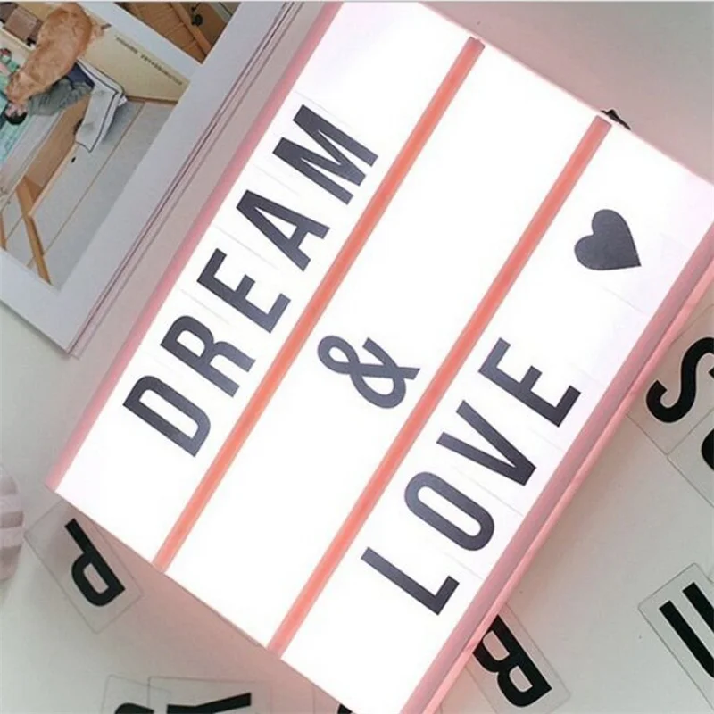 

1PC Cinema Light Up Letter Box Sign Lightbox Message Board Home Night Lamp Table Decoration Lighting