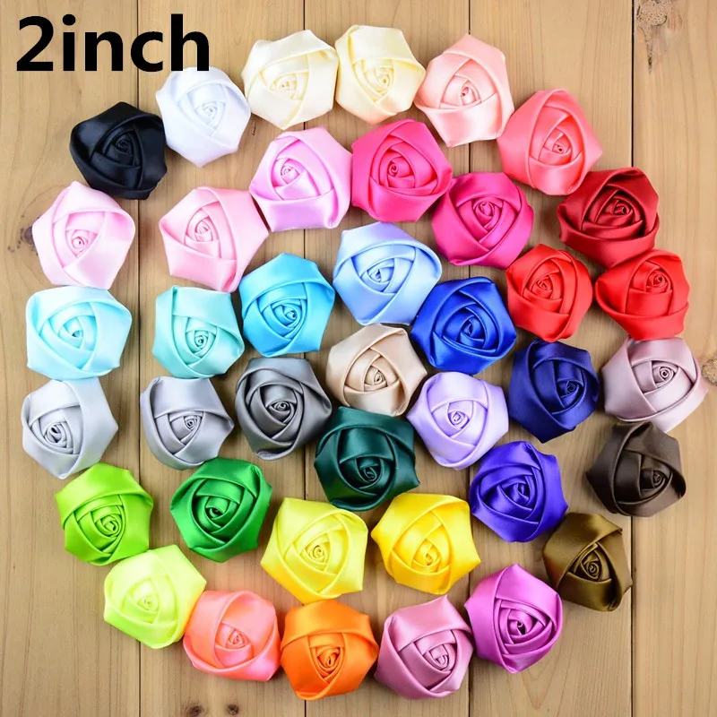 HK 10Pcs Upick Satin Ribbon Flowers Bows Rhinestone Appliques Craft Wedding Nov