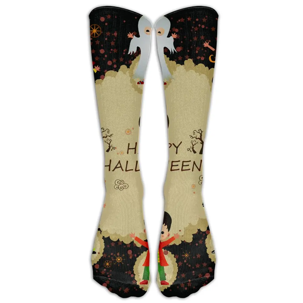 SAMCUSTOM модные гольфы женские хлопковые Высокие гольфы для женщин теплые Хэллоуин Счастливый 3D печать длинные чулки - Цвет: Серый