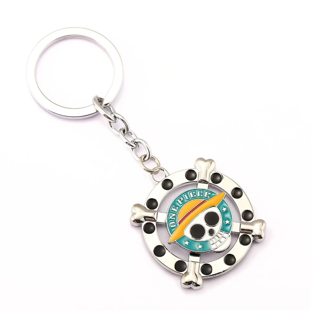 

2019 New Fashion Jewelry Anime Cosplay One Piece Luffy Pendant red hat key chain metal silver Keychain Key Ring for fans