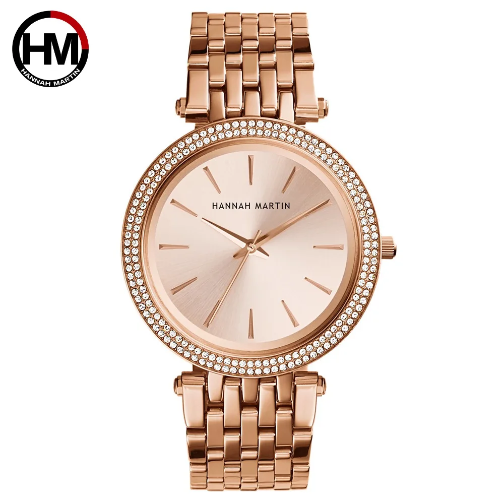 Модные кварцевые часы для женщин,, новинка, Топ бренд, Роскошные, розовое золото, бриллиант, Бизнес класс, водонепроницаемые женские наручные часы, Relogio Feminino - Цвет: HM-1185-1