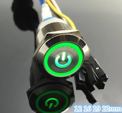 1 set computer Metal LED Power Push Button Switch On-off 5V 12mm 16mm 19mm 22mm Waterproof with 50cm wire harness power port 10 pcs atx pc computer motherboard power cable switch on off reset button computer replacement f19886