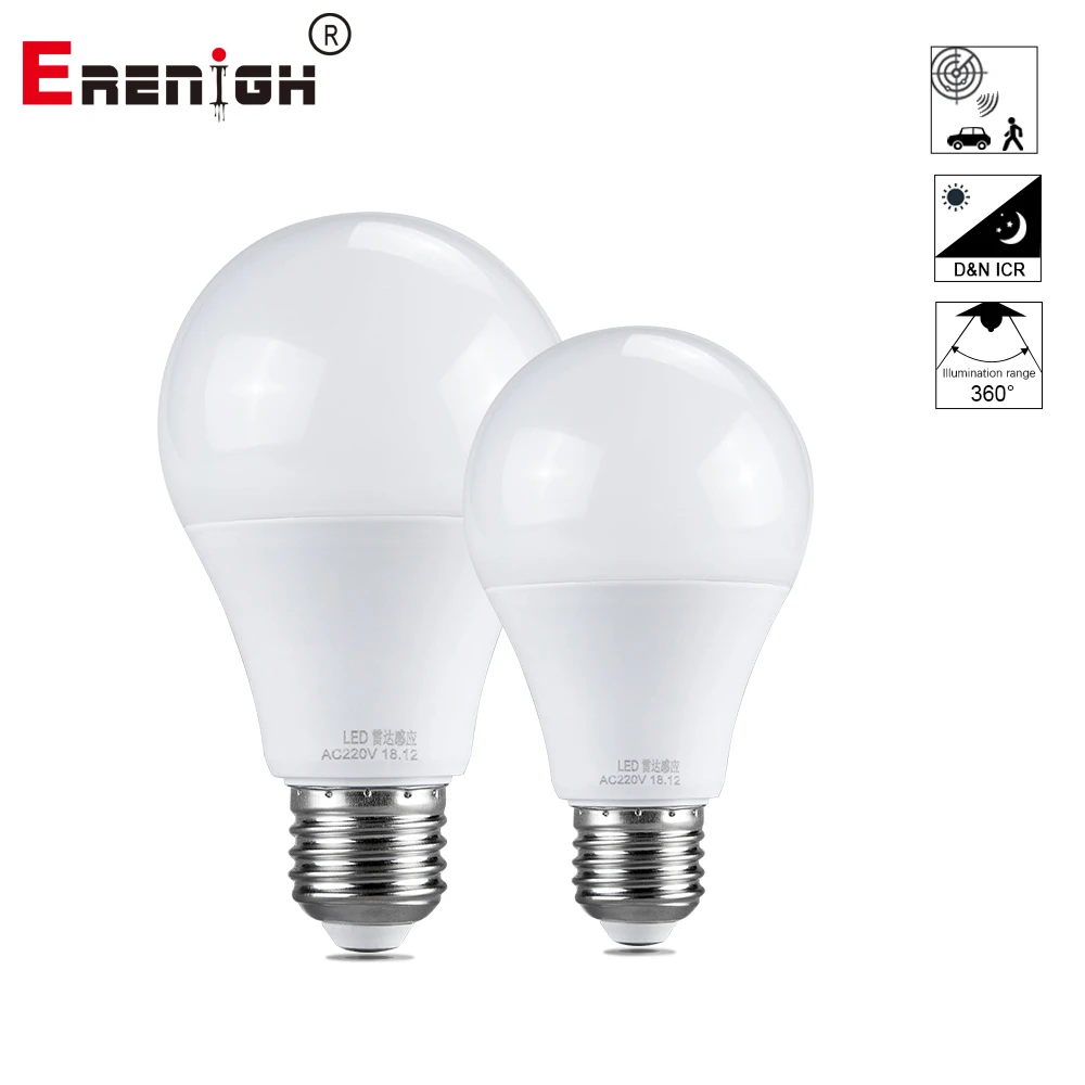 

Erenigh E27 AC 220V LED Microwave Radar Motion Sensor Light Bulb Smart Lamp 10w 15w 20w For Corridor Garage Yard Toilet Hallway