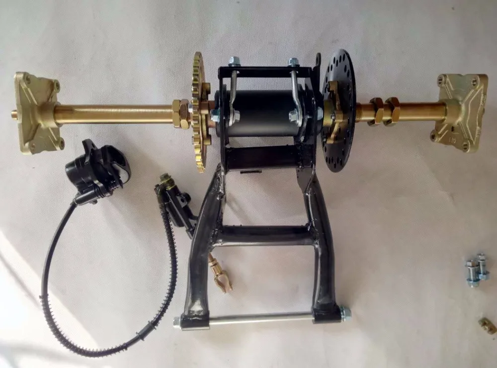 

12 Inch Wheel Hand Foot Brake ATV GO KART KARTING DIY Suspension Rear Axle With Swing Arm Fork