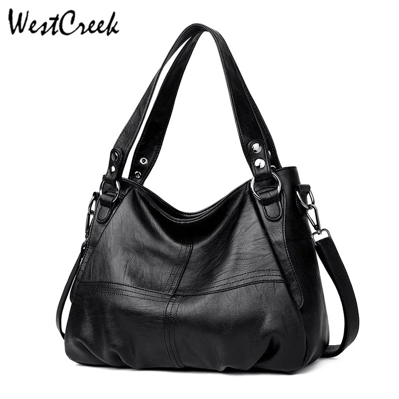 Goedkoop WESTCREEK Merk Luxe Handtassen Vrouwen Tassen Designer Hoge Kwaliteit Lederen Schoudertas Vrouwelijke Casual Tote Tas Dames Vintage