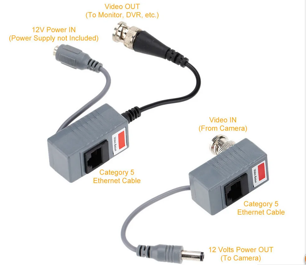  10pcs CCTV Camera Accessories Audio Video Balun Transceiver BNC UTP RJ45 Video Balun with Audio and - 33029449437