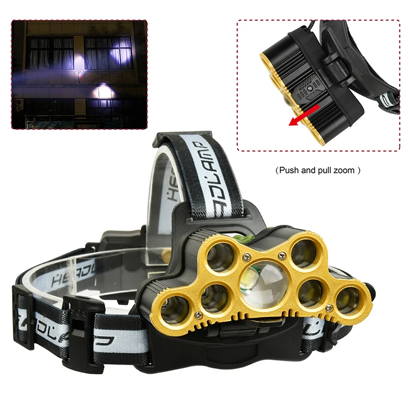 

Outdoor High Power 9 Head XML T6 LED Headlamp Rechargeable Head Light Flashlight Torch Lamp Fishing Light Torch