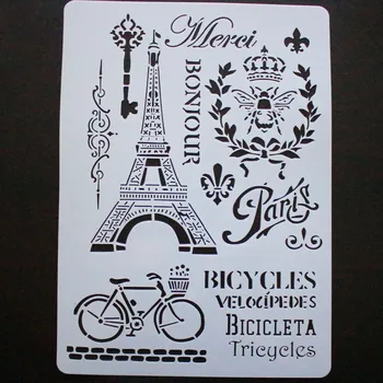 

2019 Bonjour Paris Tower Craft Layering Stencils Walls Painting Scrapbooking Stamping Embossing Album Decor A4 Card Template