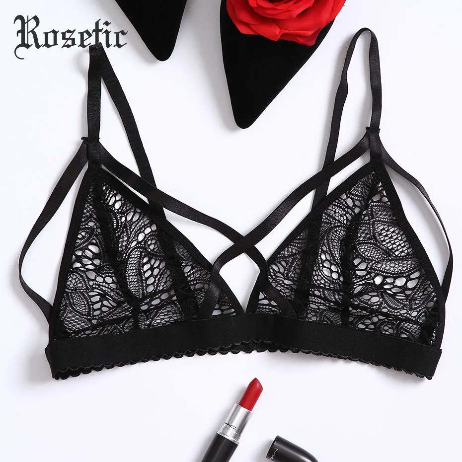 Buy Rosetic Gothic 2019 Sexy Bras Women Black Lace See Through Hollow Push Up