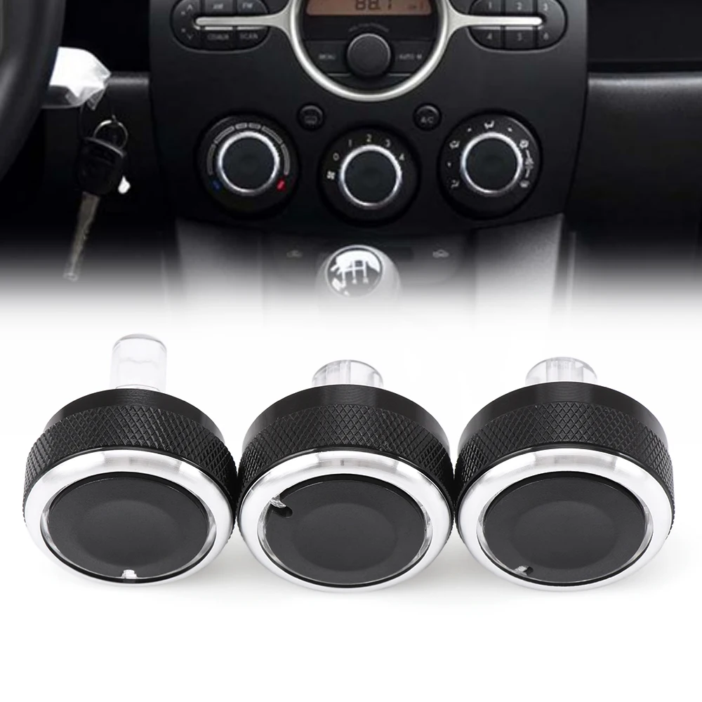 

3PC/LOT FIT FOR MAZDA 2 M2 DEMIO 07-14 SWITCH KNOB KNOBS HEATER HEAT CLIMATE CONTROL BUTTONS DIALS FRAME AC AIR CONDITIONING