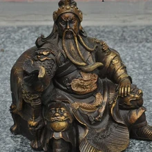 Bi003139 китайская народная бронзовый дракон guangong guanyu воин читать книгу статуя скульптура