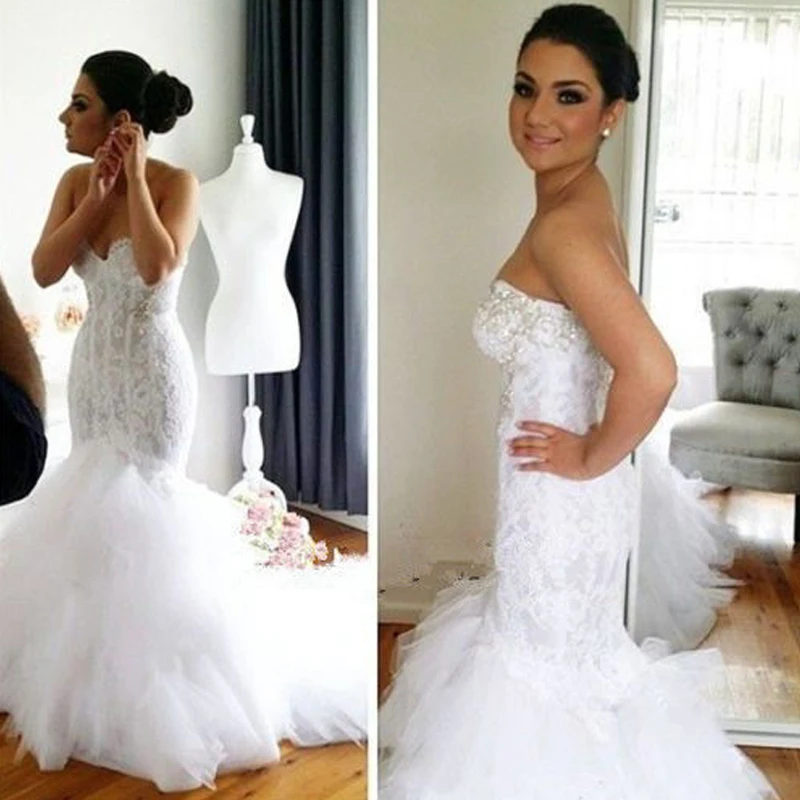 tight lace mermaid wedding dress