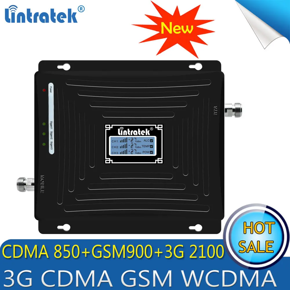 

Lintratek 2G 3G Repetidor 850/900/2100 GSM Tri Band Cellphone Signal Booster CDMA WCDMA UMTS 2G 3G Cellular Signal Repeater
