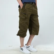 Мужские повседневные хлопковые шорты, летние Военные стильные мужские Карго короткие штаны, шорты в уличном стиле с карманами 3/4 шорты хип-хоп 4XL 5XL