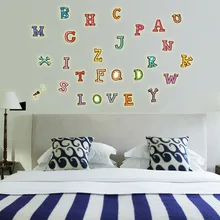 Noche Luminosa 3D Pegatinas de Pared Creativo de Brillante Colorido de la Historieta Inglés Alfabeto Vinilo Calcomanías para Niños Habitación Decoración de La Pared