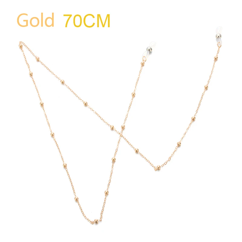 1Pcs Eyeglasses Chains for Women Metal Sunglasses Reading Glasses Cords Vintage Glasses Holder Strap Lanyards Eyewear Necklace - Цвет: 70cm gold