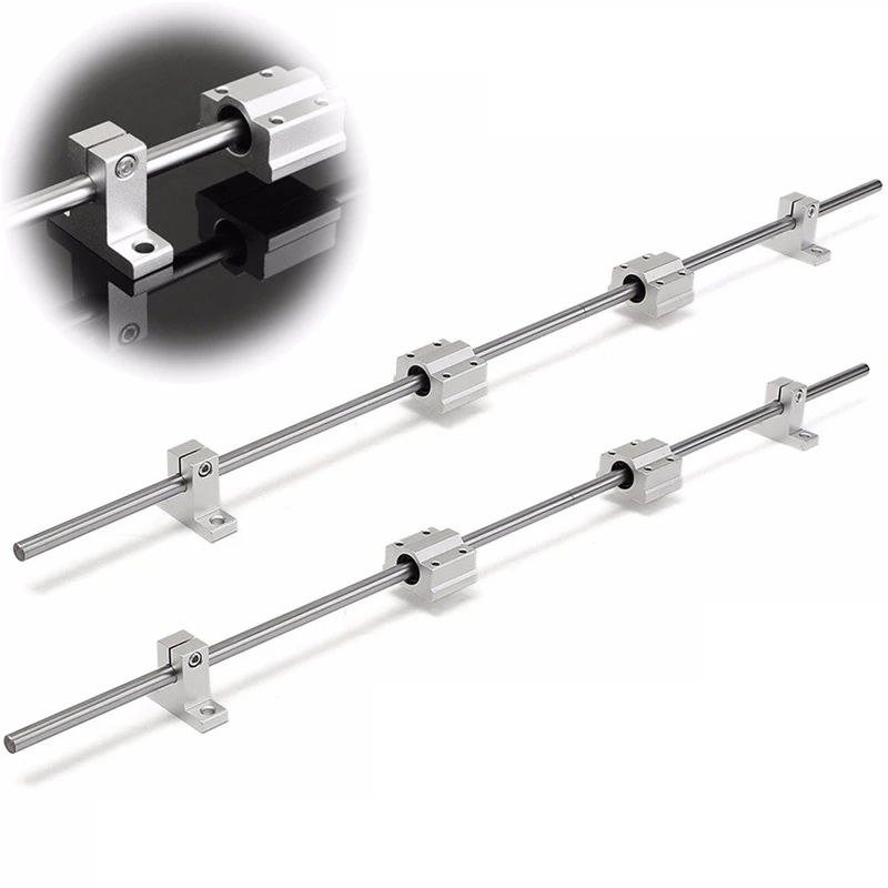 10Pcs/set 8mm Diameter 200-800mm Linear Rail Shaft Rod with Bearing Guide Support and SCS8UU Bearing Block CNC Parts