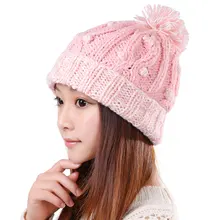 BomHCS милые женские осенне-зимние теплые толстые вязаные шапки ручной работы, Шапка-бини