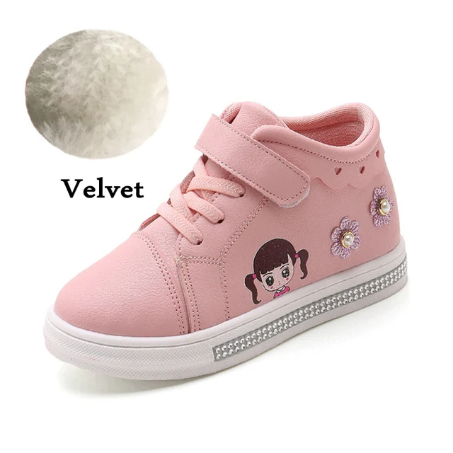 Children sports shoes for girls school white shoes velvet comfortable