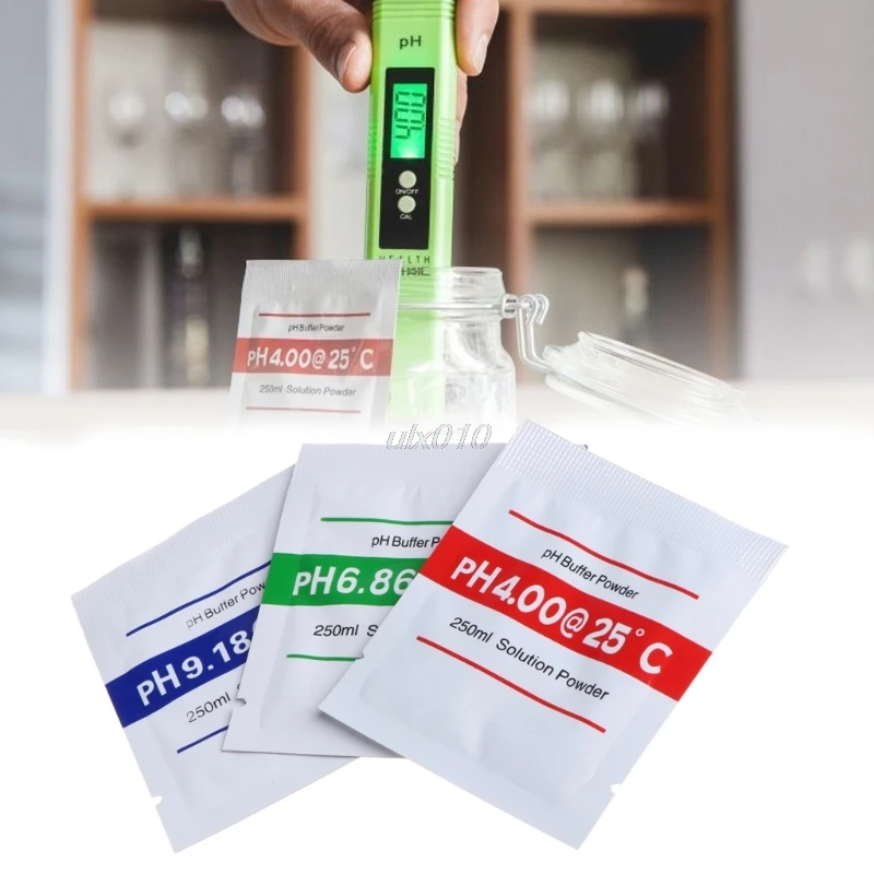 

3 Pcs PH Buffer Solution Powder PH Test Meter Measure Calibration 4.00 6.86 9.18 July Wholesale&DropShip