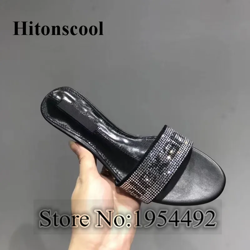 Runway Summer Slippers women Luxury Design bling bling crysatal Open Toe beach Shoes rhinestone unicornio mules ladies