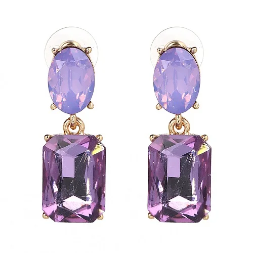 Высокое качество себе способа серьги блестящий кристалл шпилька Серьги для женщин ювелирные изделия Леди подарок - Окраска металла: purple