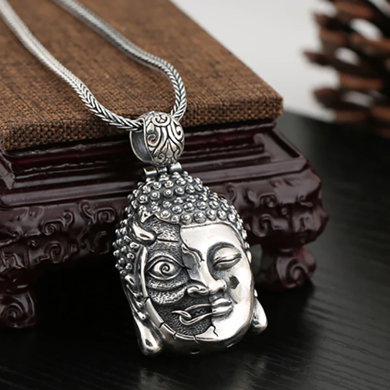 BOEYCJR 925 серебро Будда и ожерелье с демоном цепи ювелирные изделия энергетический кулон для медитации ожерелье для мужчин 2019