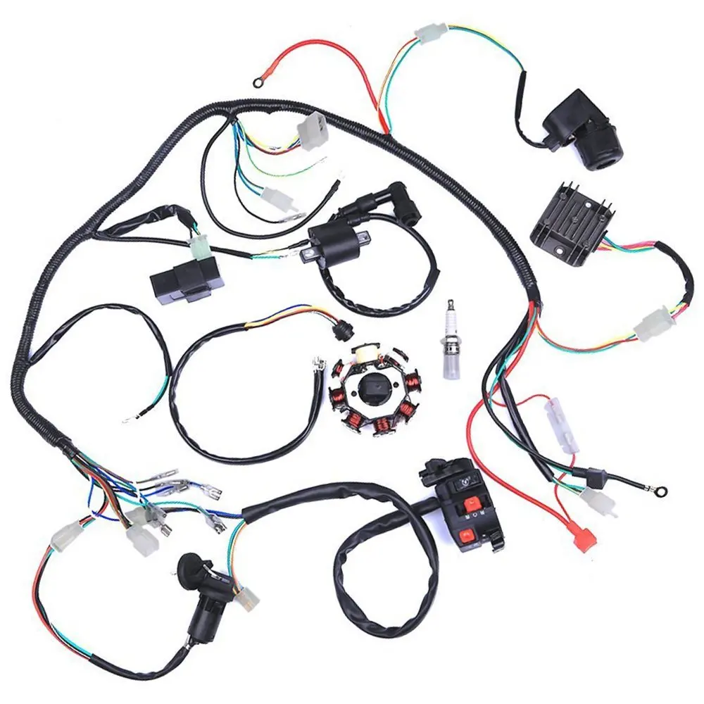 

MYMOTOR Wiring Harness kit Wire loom | Complete Electrics Stator Coil CDI for 150cc-300cc ATV QUAD 4 Four wheelers Go Kart Dirt