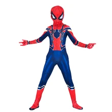 New Child Boys Lycra Spandex Iron Spiderman Avengers Infinity War Kids 2018 Spider-Man Jumpsuit Halloween Party Cosplay Costume