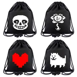 Новый Undertale сердце череп собака Minecraft для женщин Bagpack подростков ранцы мужчин рюкзаки холст школьная сумка Строка шнурок мешок