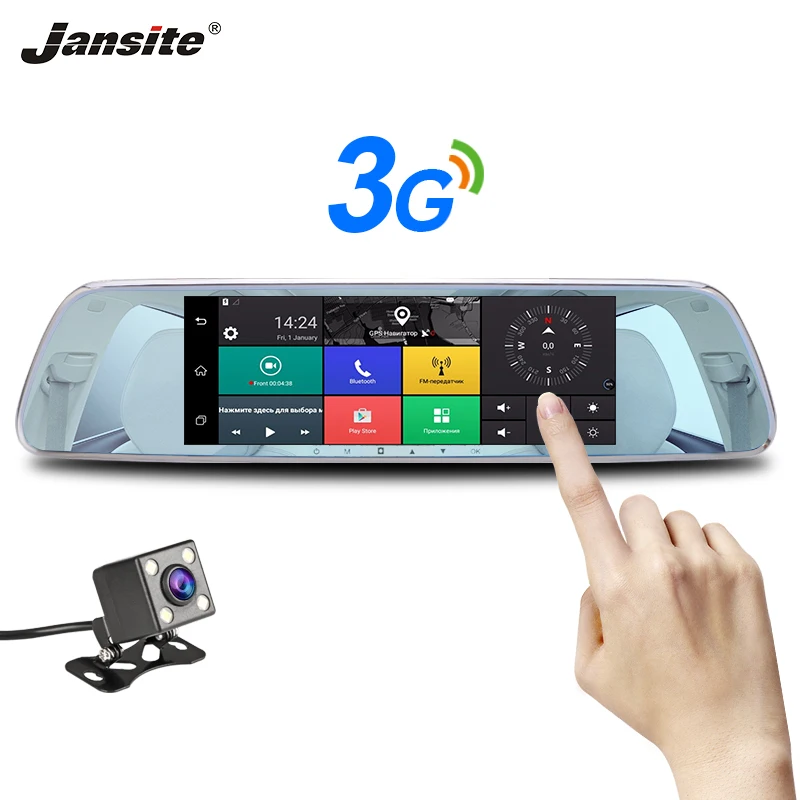 

Jansite 3G 7" Touch Screen Dash Cam Android 5.0 Car DVR Backup Camera GPS navigation Car Video Recorder Rear view camera Mirror