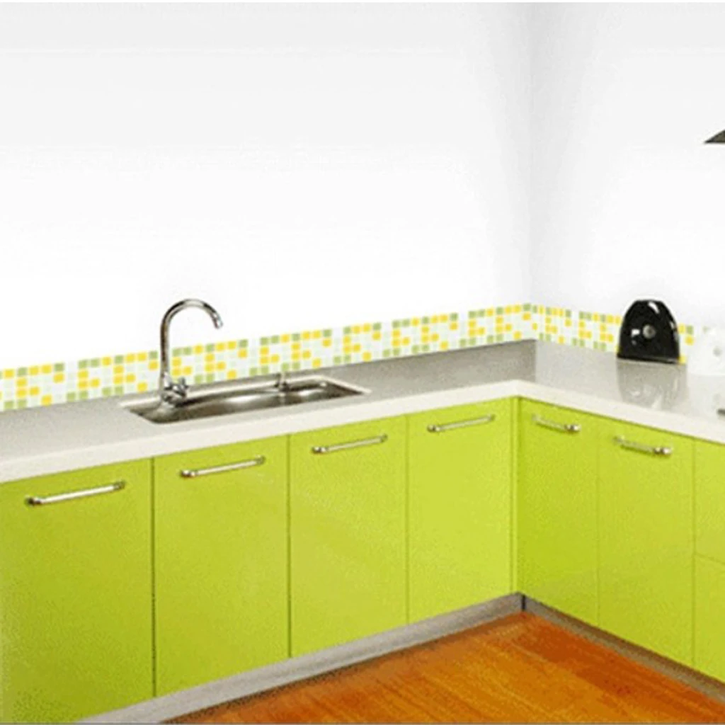 Water-resistant Self Adhesive PVC Tile Floor Wall Stickers Mosaic Decal Vinyl Art for Bathroom Kitchen Dining Room Decoration