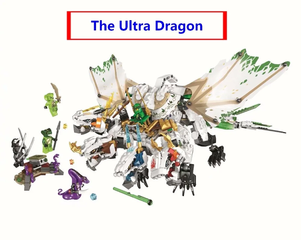 

Ninja The Ultra Dragon Movie Flying mecha dragon Transformation DIY Building Block Sets Compatible With lego Ninjagoe 70679 toys