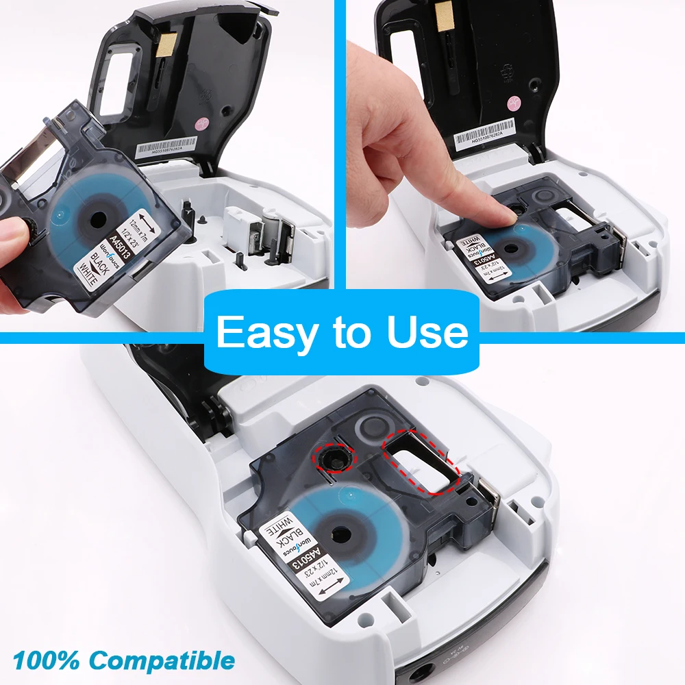 Совместимый с DYMO D1 лейбл лентами 45017 S0720870 5 упаковок 12 мм черный на Красной