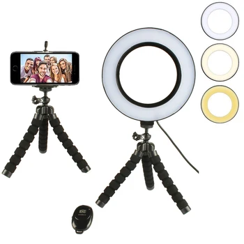 

16/26CM Ring Light Kit Bluetooth LED Ringlight Lighting with Tripod Stand Dimmable For YouTube Makeup Video Photography