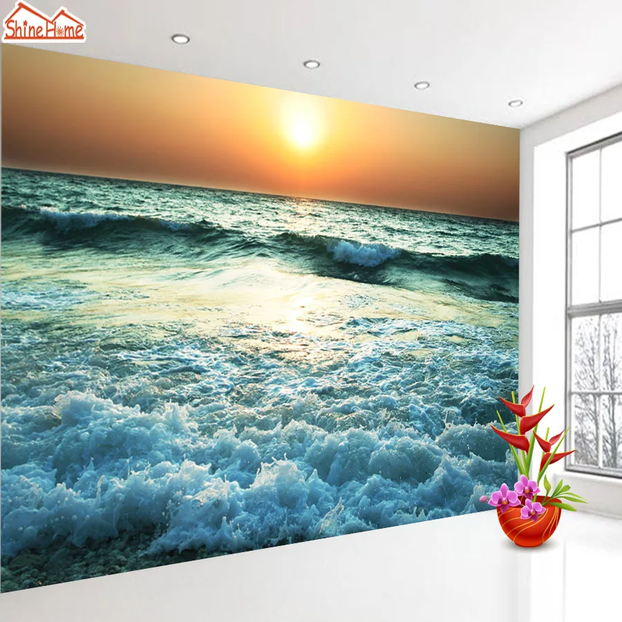 

Wallpaper 3d Wall Murals Papers Home Decor for Living Room Walls Wallpapers Mural Rolls Papel De Parede Skyline Seaview Sunset