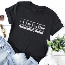 S Ar Ca Sm elementos primarios del Humor camiseta de las mujeres divertidas camisetas de química de algodón camisetas gráficas Vintage Tops de verano Drop Ship