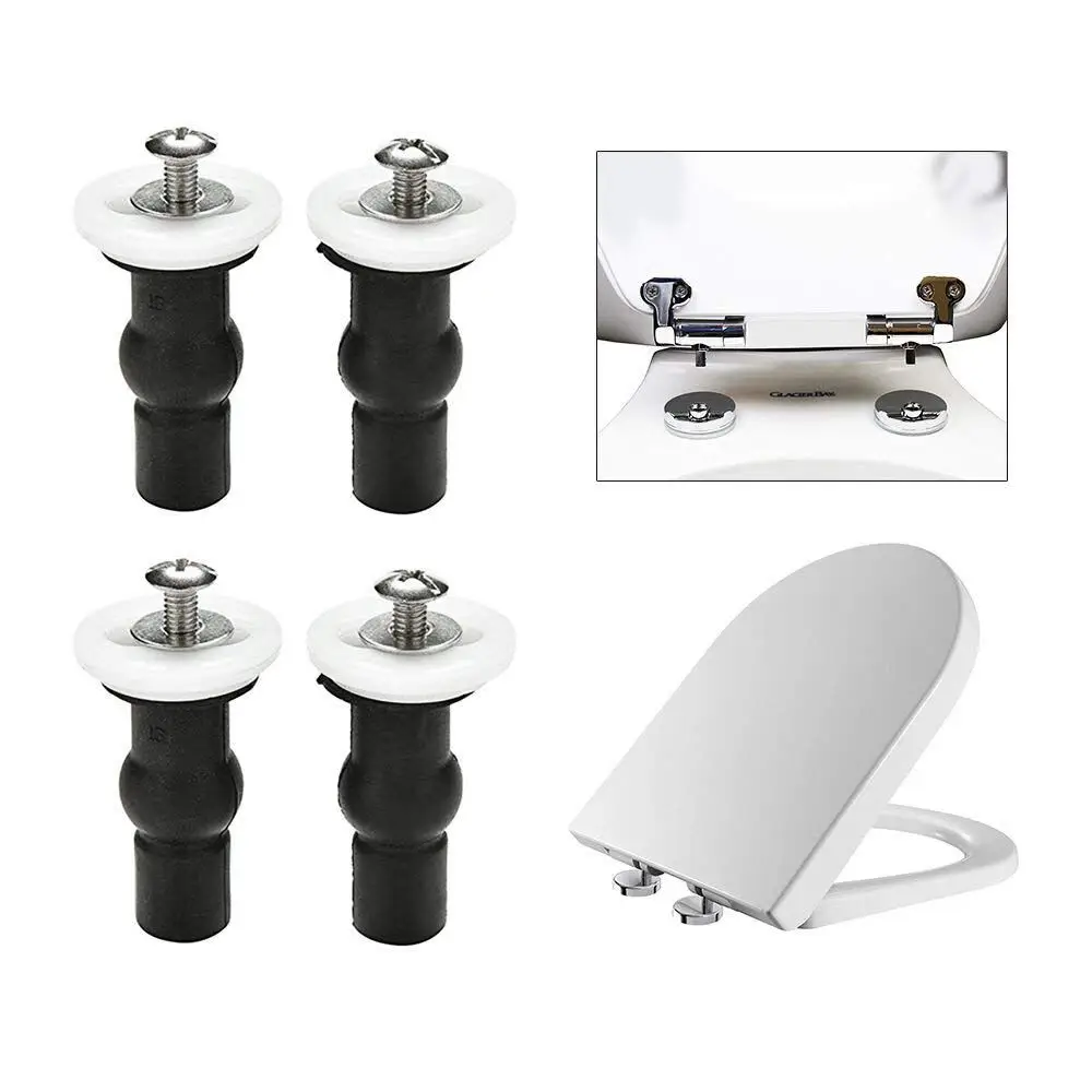 

Top quality Toilet Seat Top Fix Screws Fixings 2 Pairs Universal Expanding Rubber Screw Top Nuts Blind Hole Hinges Fittings 4pcs