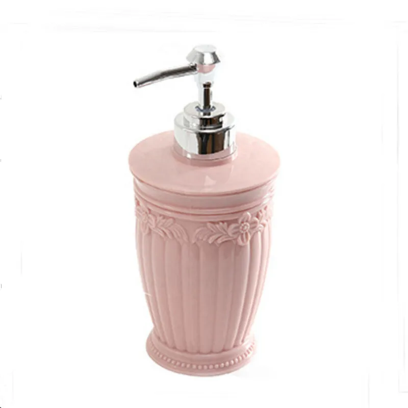 Round Pink 1 шт 400 мл Резные Цветочные Бутылки с помпой круглые квадратные PP материал лосьоны для тела жидкие шампуни бутылки для хранения кондиционера - Цвет: Round Pink